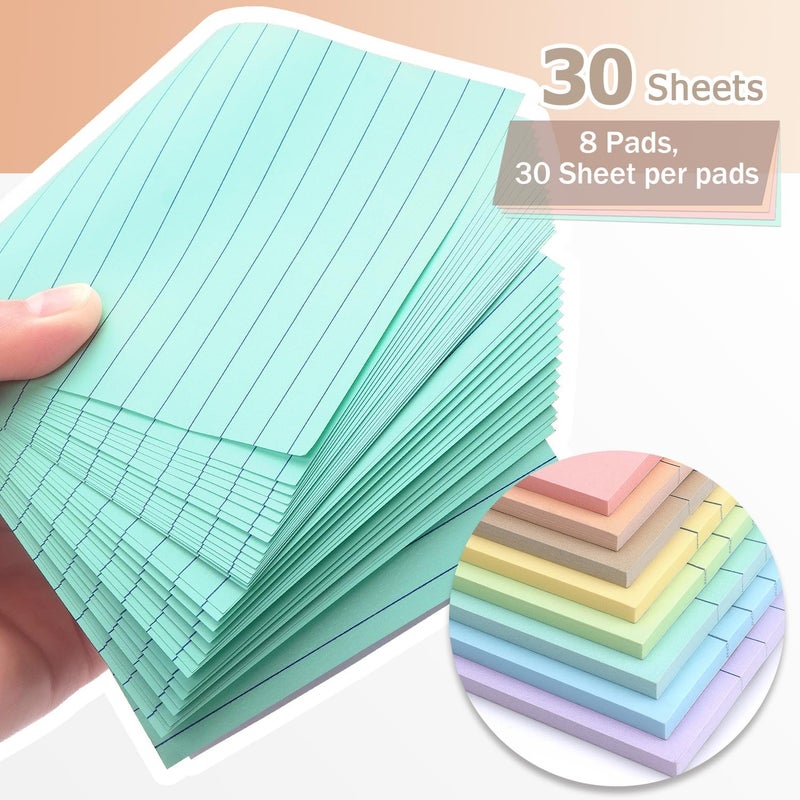 Eastern Wolf 4x6 Inch Lined Sticky Notes, 8 Pack, Light Colors, Premium Self-Adhesive Notepads, Large Sticky Pads for Office, School & Home Use, Easy to Use, Reusable & Removable - Image 4